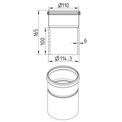 Line drawing of a penetration from the series Transition pipe-welding sleeve-steel.