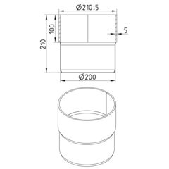 Line drawing of a penetration from the series Transition pipe-welding sleeve-steel.