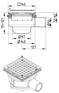 Line Drawing - Drain-No membrane-145