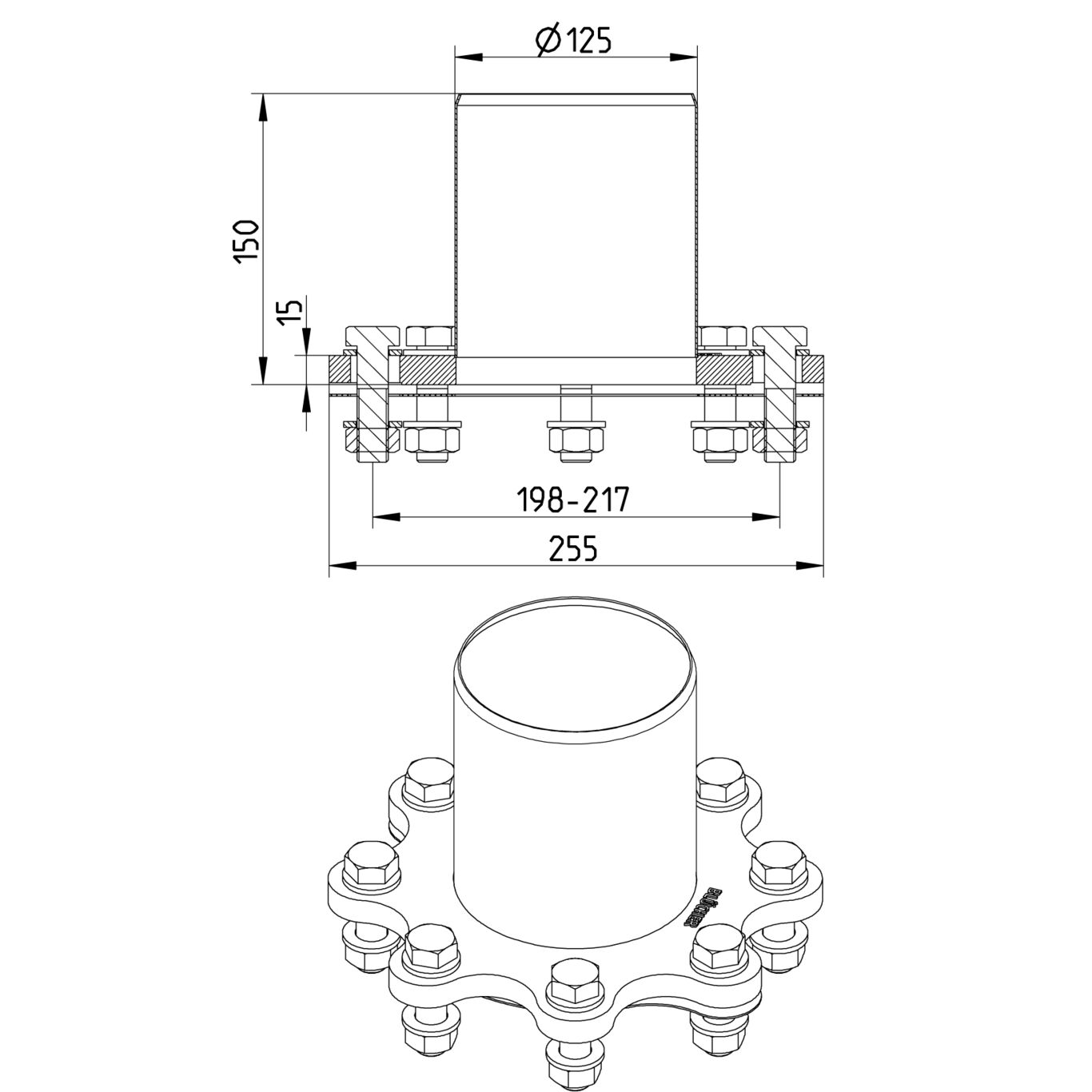 Line Drawing - Adaptor-flange-univeral