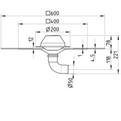 Line drawing of a drain from the series Drain for siphonic-bitumen collar.