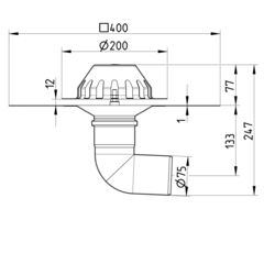 Line drawing of a drain from the series Drain for gravity-bitumen.