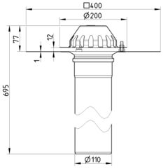 Line drawing of a drain from the series Drain for gravity-bitumen.