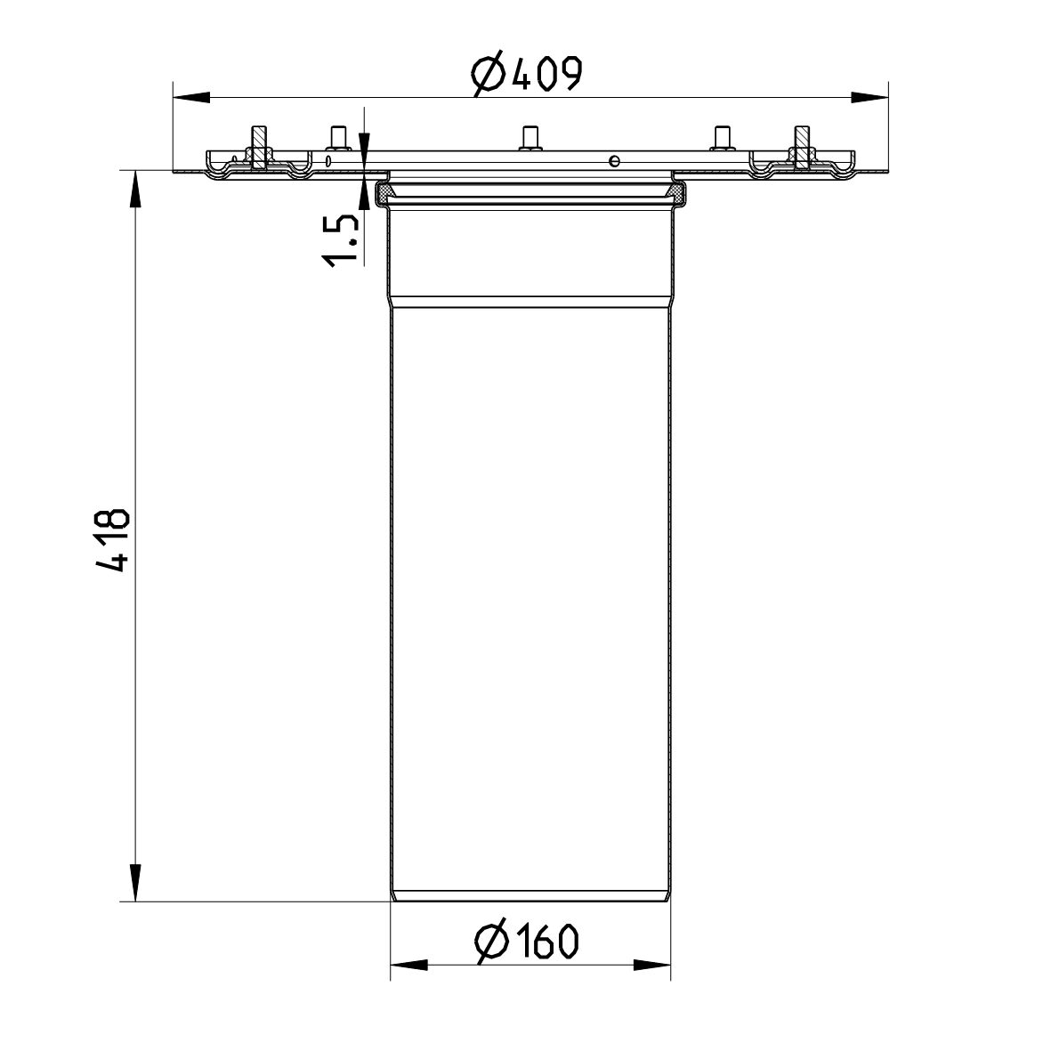Line drawing of a lower part from the series Lower part-single ply membrane.